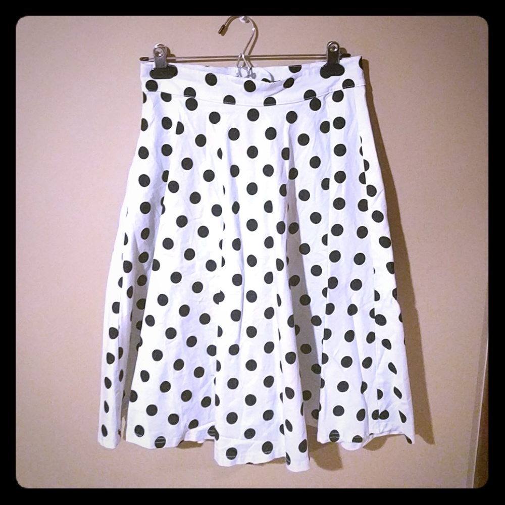Cotton polka dot swing skirt